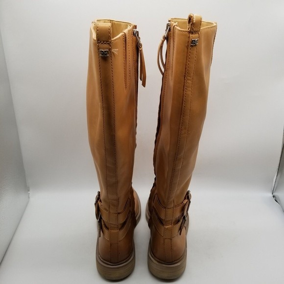 🌿 Sam Edelman Womens Freda Mustard Leather Round Toe Riding Boots Size 5.5 M - Picture 6 of 6